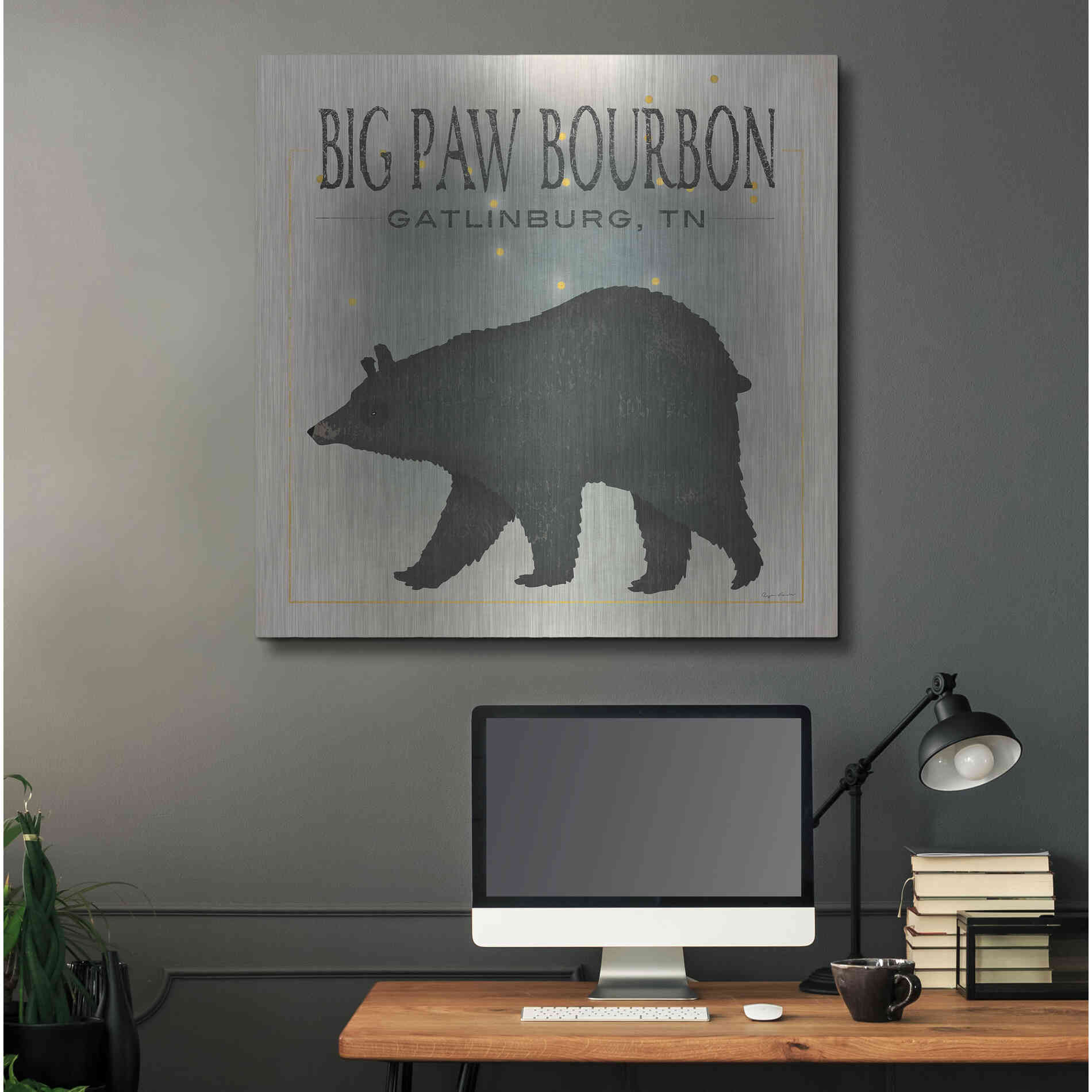 Luxe Metal Art 'Ursa Major Big Paw Bourbon' by Ryan Fowler, Metal Wall Art,36x36