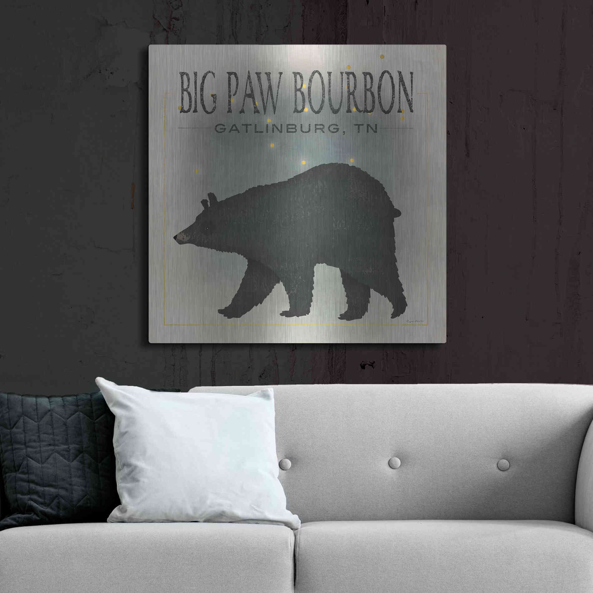 Luxe Metal Art 'Ursa Major Big Paw Bourbon' by Ryan Fowler, Metal Wall Art,36x36