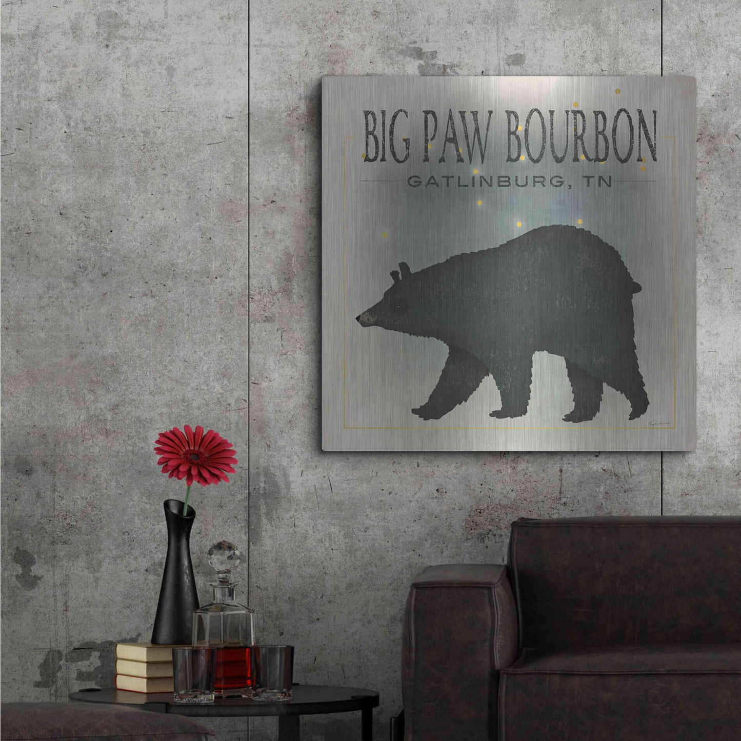 Luxe Metal Art 'Ursa Major Big Paw Bourbon' by Ryan Fowler, Metal Wall Art,36x36