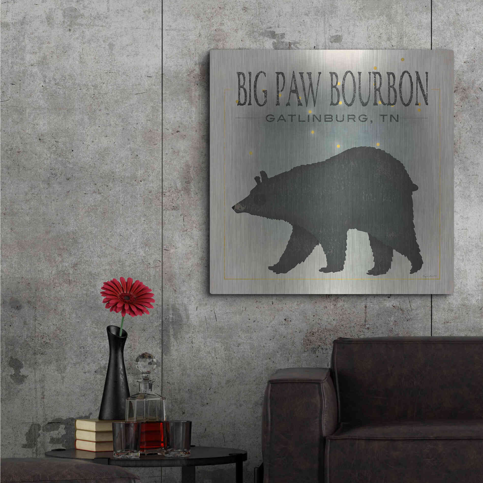 Luxe Metal Art 'Ursa Major Big Paw Bourbon' by Ryan Fowler, Metal Wall Art,36x36