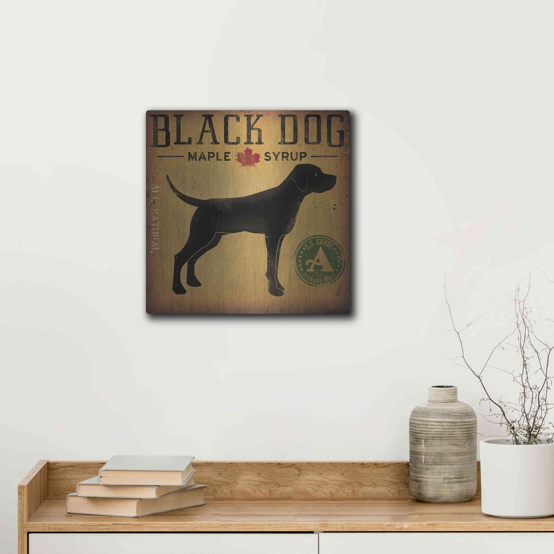 Luxe Metal Art 'Black Dog At Show No VT' by Ryan Fowler, Metal Wall Art,12x12