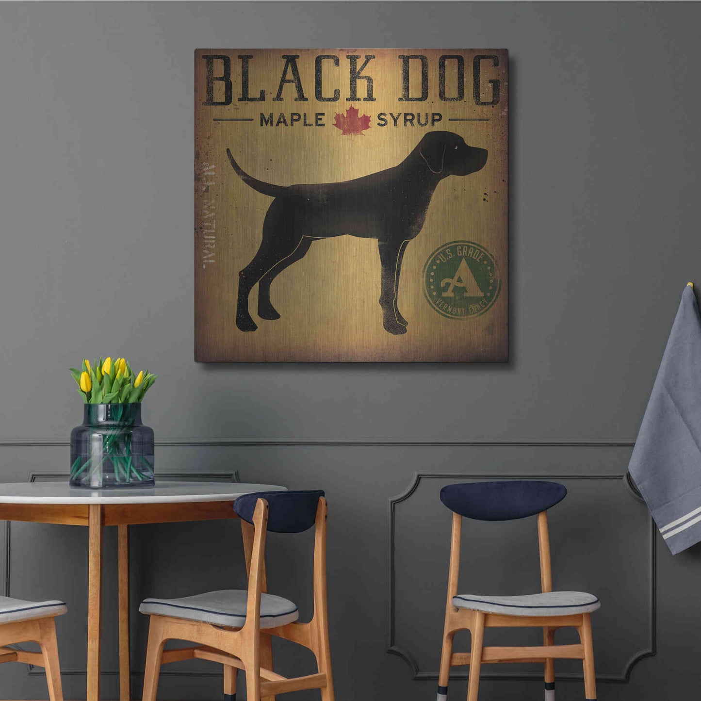 Luxe Metal Art 'Black Dog At Show No VT' by Ryan Fowler, Metal Wall Art,36x36