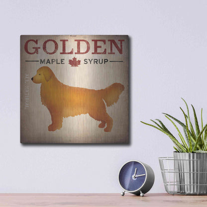 Luxe Metal Art 'Golden Dog At Show No VT' by Ryan Fowler, Metal Wall Art,12x12