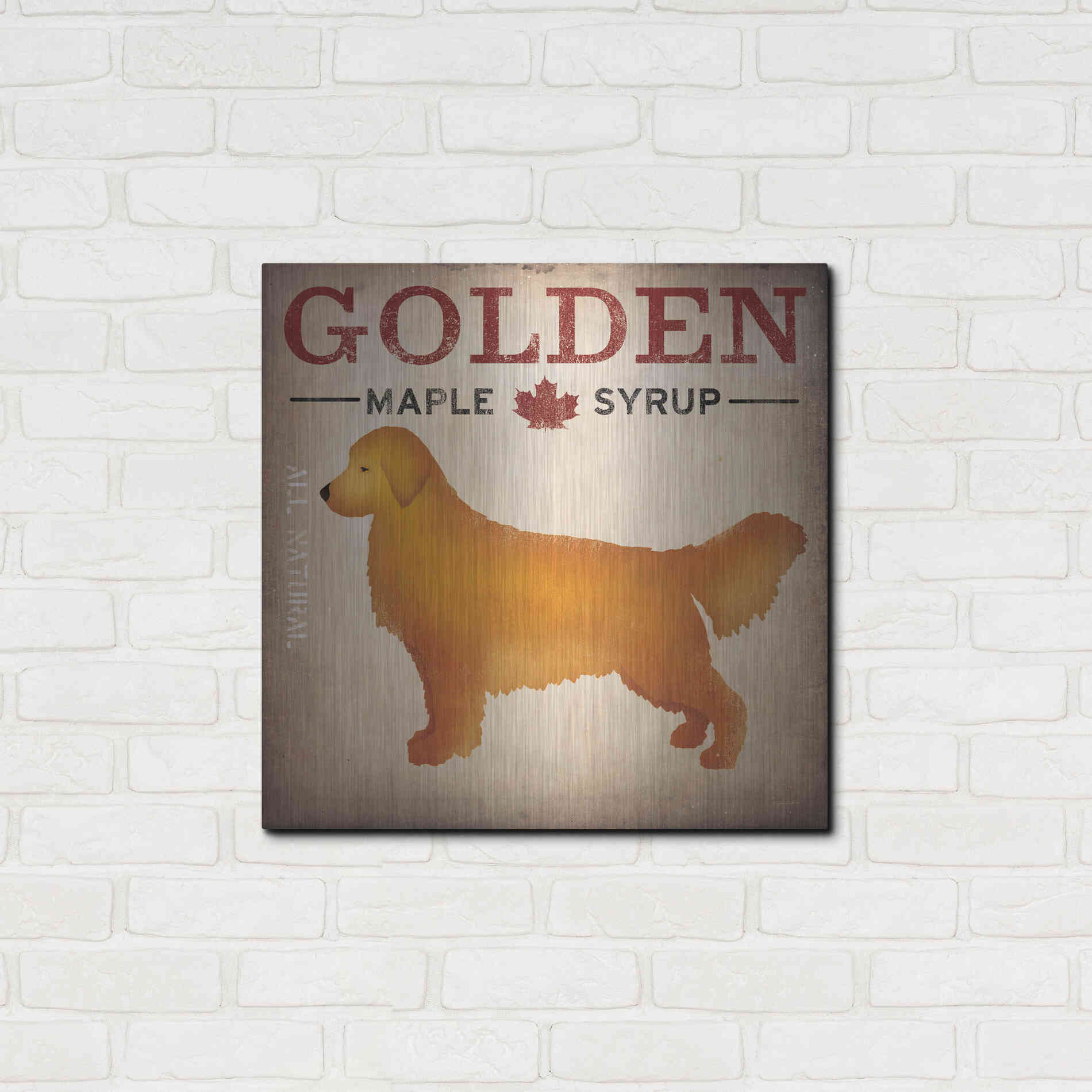 Luxe Metal Art 'Golden Dog At Show No VT' by Ryan Fowler, Metal Wall Art,24x24