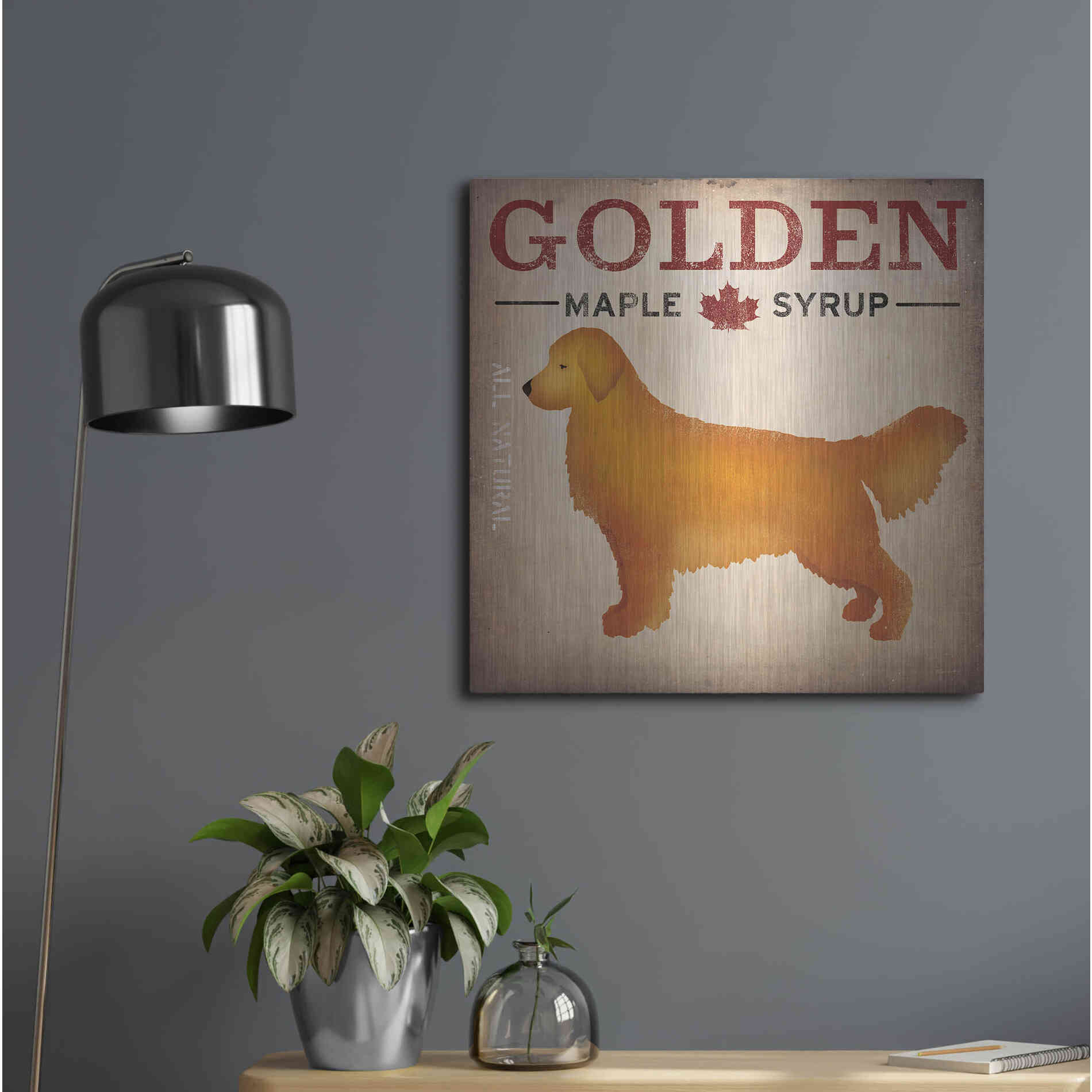 Luxe Metal Art 'Golden Dog At Show No VT' by Ryan Fowler, Metal Wall Art,24x24