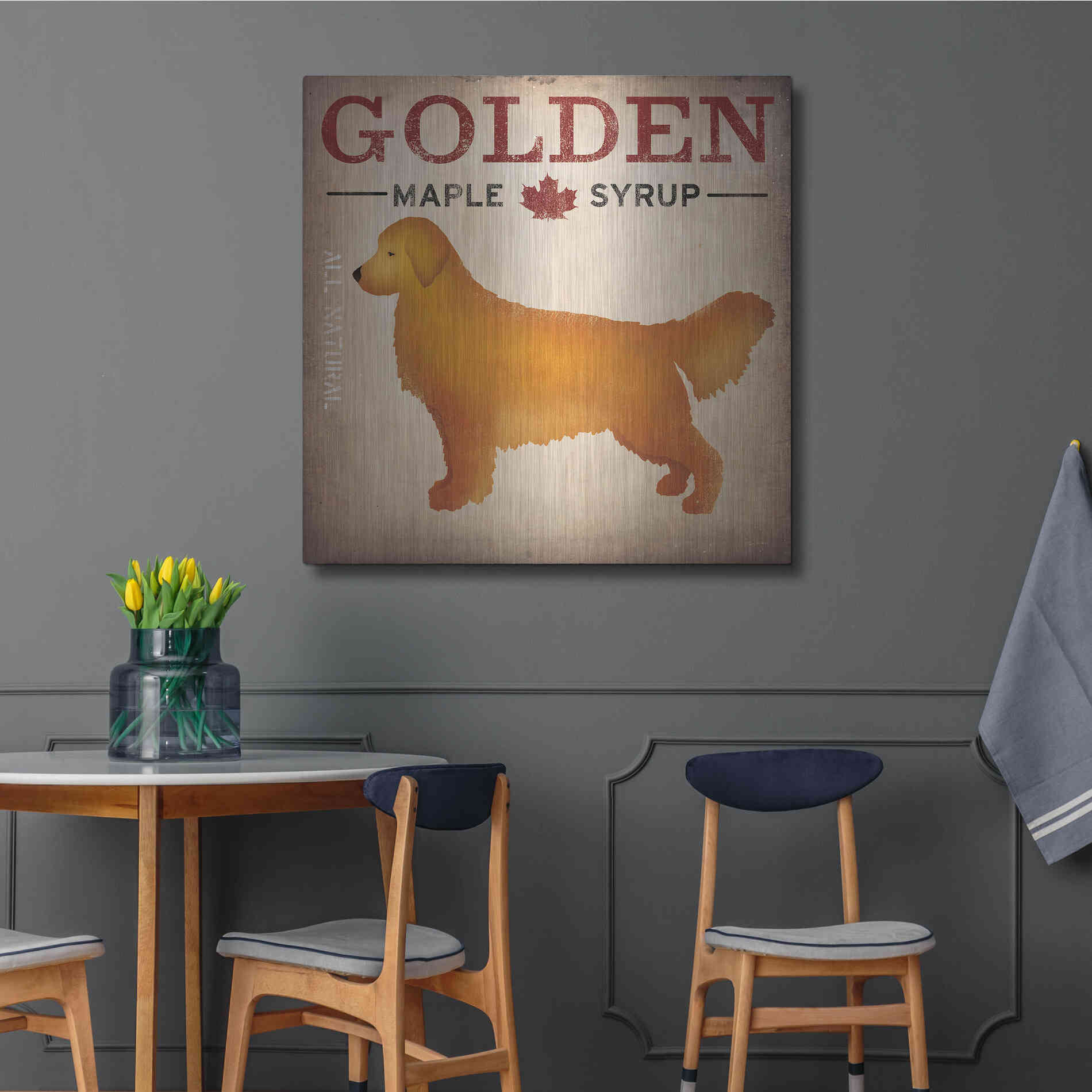 Luxe Metal Art 'Golden Dog At Show No VT' by Ryan Fowler, Metal Wall Art,36x36