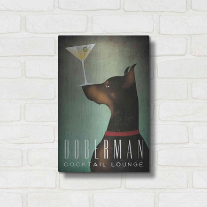 Luxe Metal Art 'Doberman Martini 2' by Ryan Fowler, Metal Wall Art,12x16