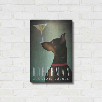 Luxe Metal Art 'Doberman Martini 2' by Ryan Fowler, Metal Wall Art,16x24