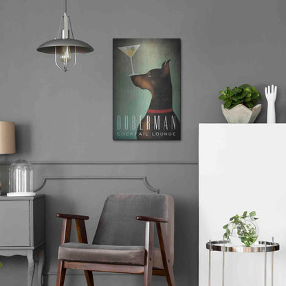Luxe Metal Art 'Doberman Martini 2' by Ryan Fowler, Metal Wall Art,16x24