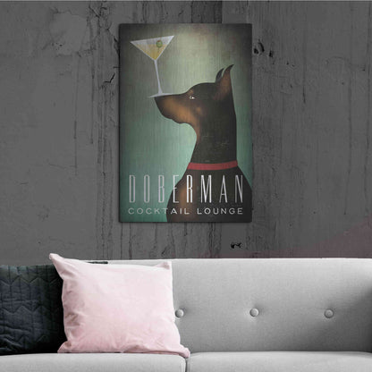 Luxe Metal Art 'Doberman Martini 2' by Ryan Fowler, Metal Wall Art,24x36