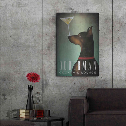 Luxe Metal Art 'Doberman Martini 2' by Ryan Fowler, Metal Wall Art,24x36