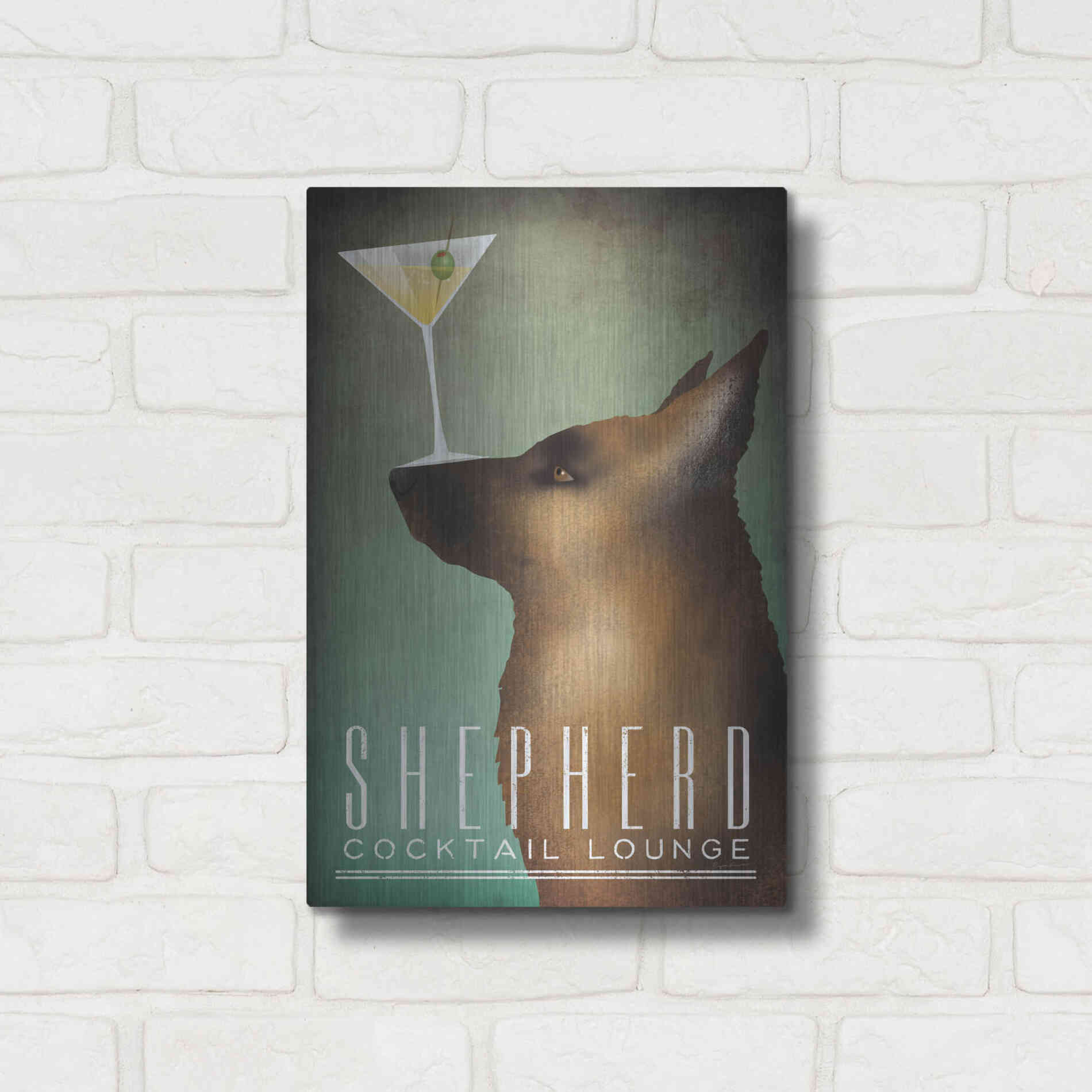 Luxe Metal Art 'Shepherd Martini 2' by Ryan Fowler, Metal Wall Art,12x16