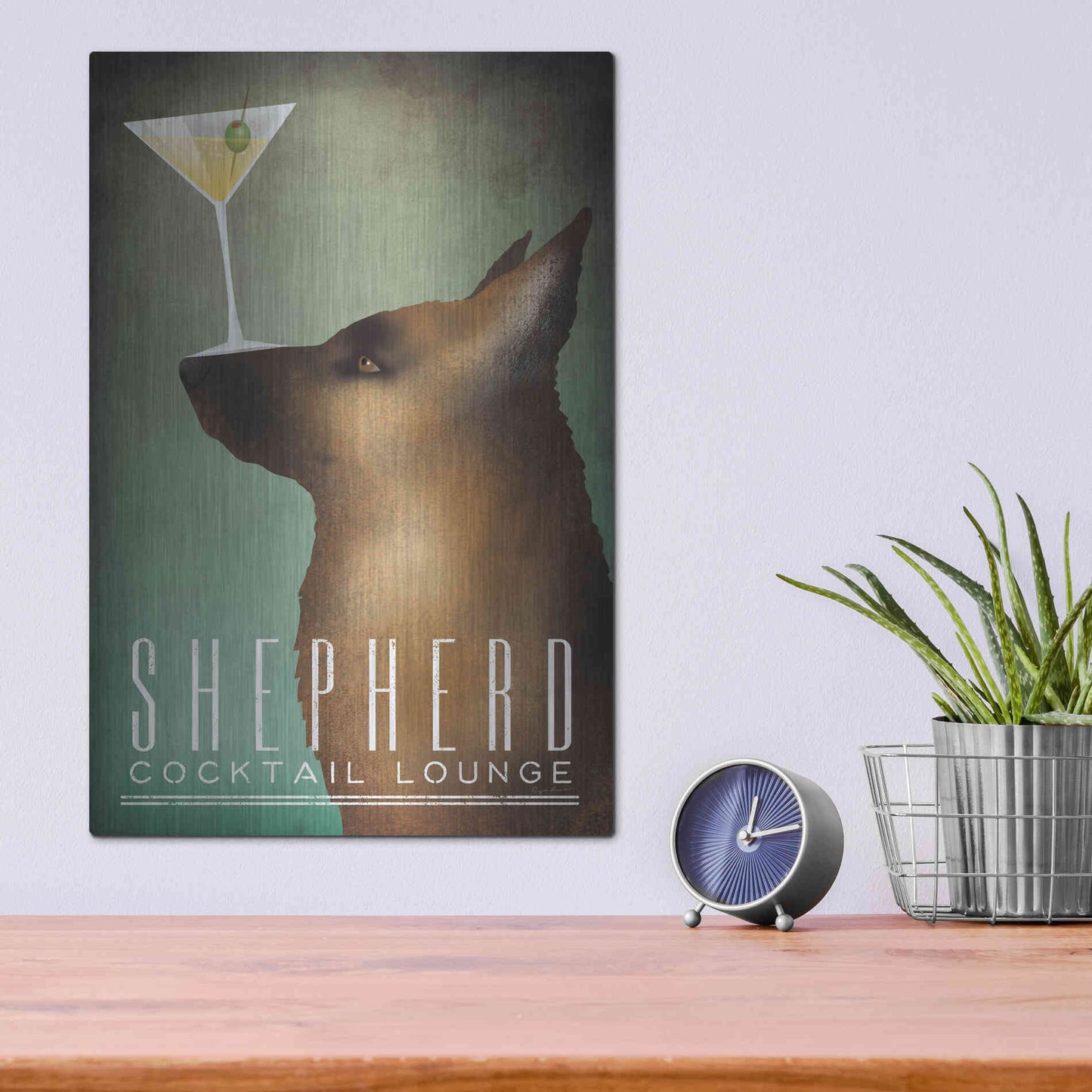 Luxe Metal Art 'Shepherd Martini 2' by Ryan Fowler, Metal Wall Art,12x16