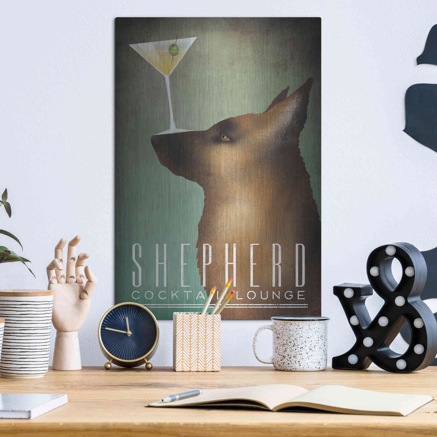 Luxe Metal Art 'Shepherd Martini 2' by Ryan Fowler, Metal Wall Art,12x16
