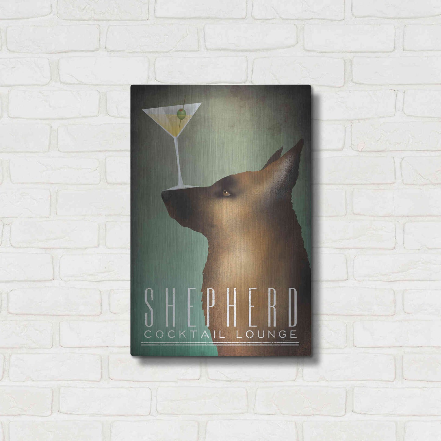 Luxe Metal Art 'Shepherd Martini 2' by Ryan Fowler, Metal Wall Art,16x24