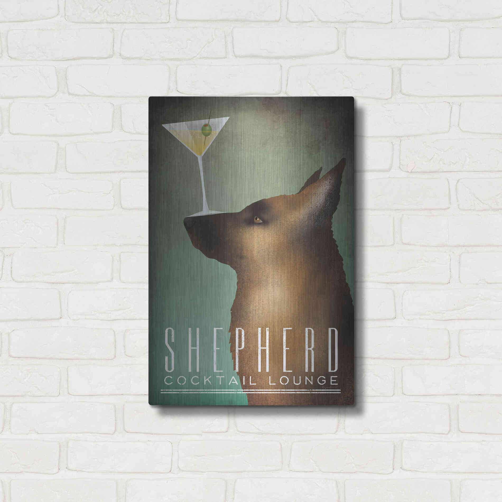 Luxe Metal Art 'Shepherd Martini 2' by Ryan Fowler, Metal Wall Art,16x24