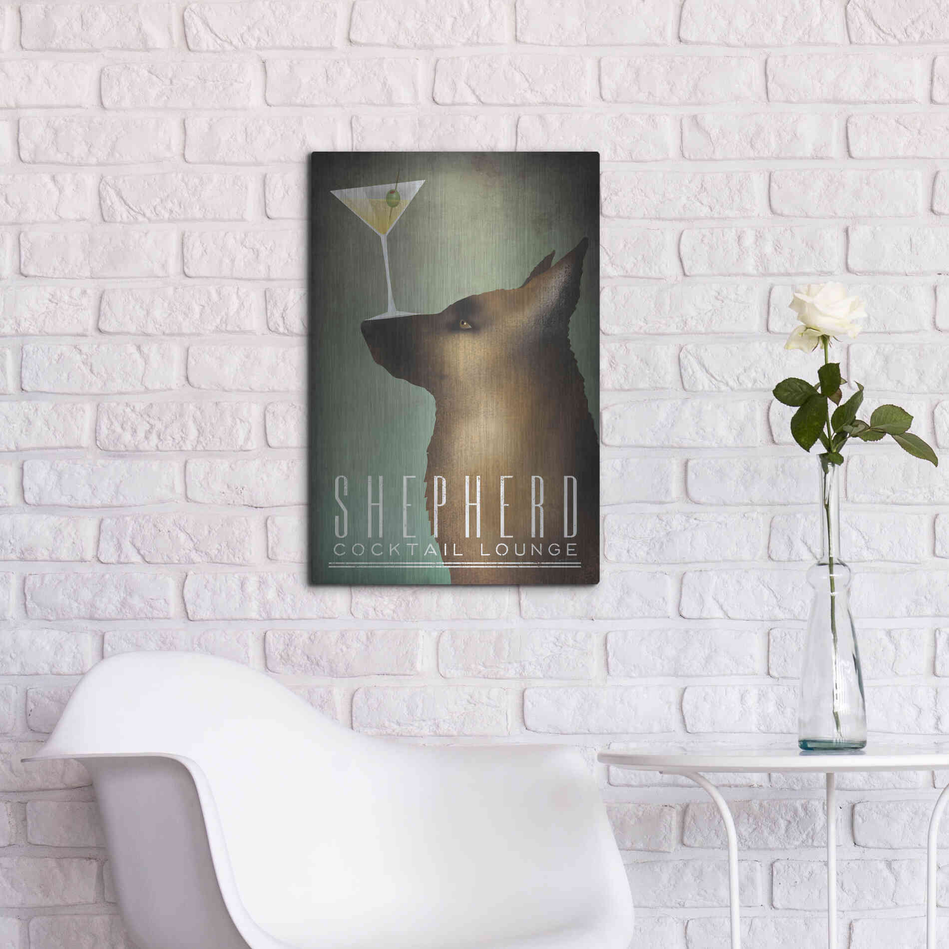 Luxe Metal Art 'Shepherd Martini 2' by Ryan Fowler, Metal Wall Art,16x24