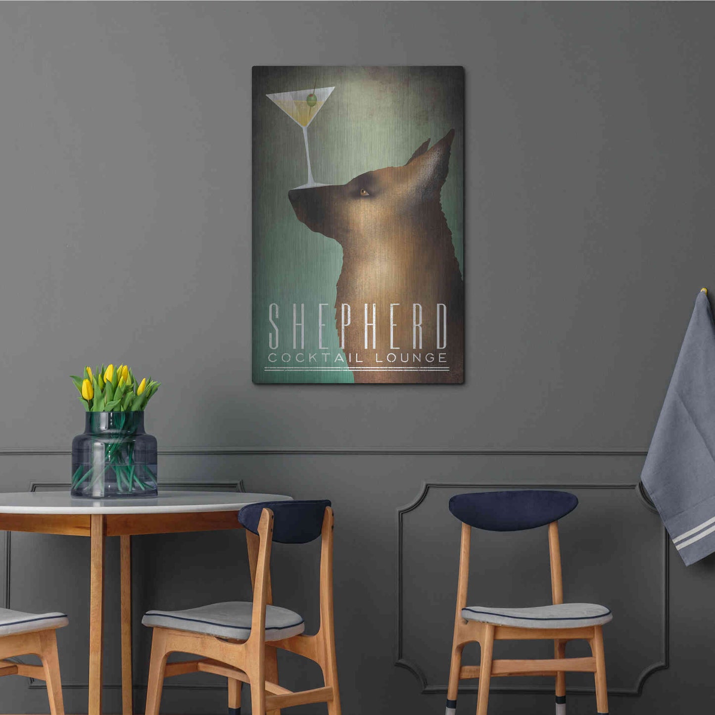 Luxe Metal Art 'Shepherd Martini 2' by Ryan Fowler, Metal Wall Art,24x36