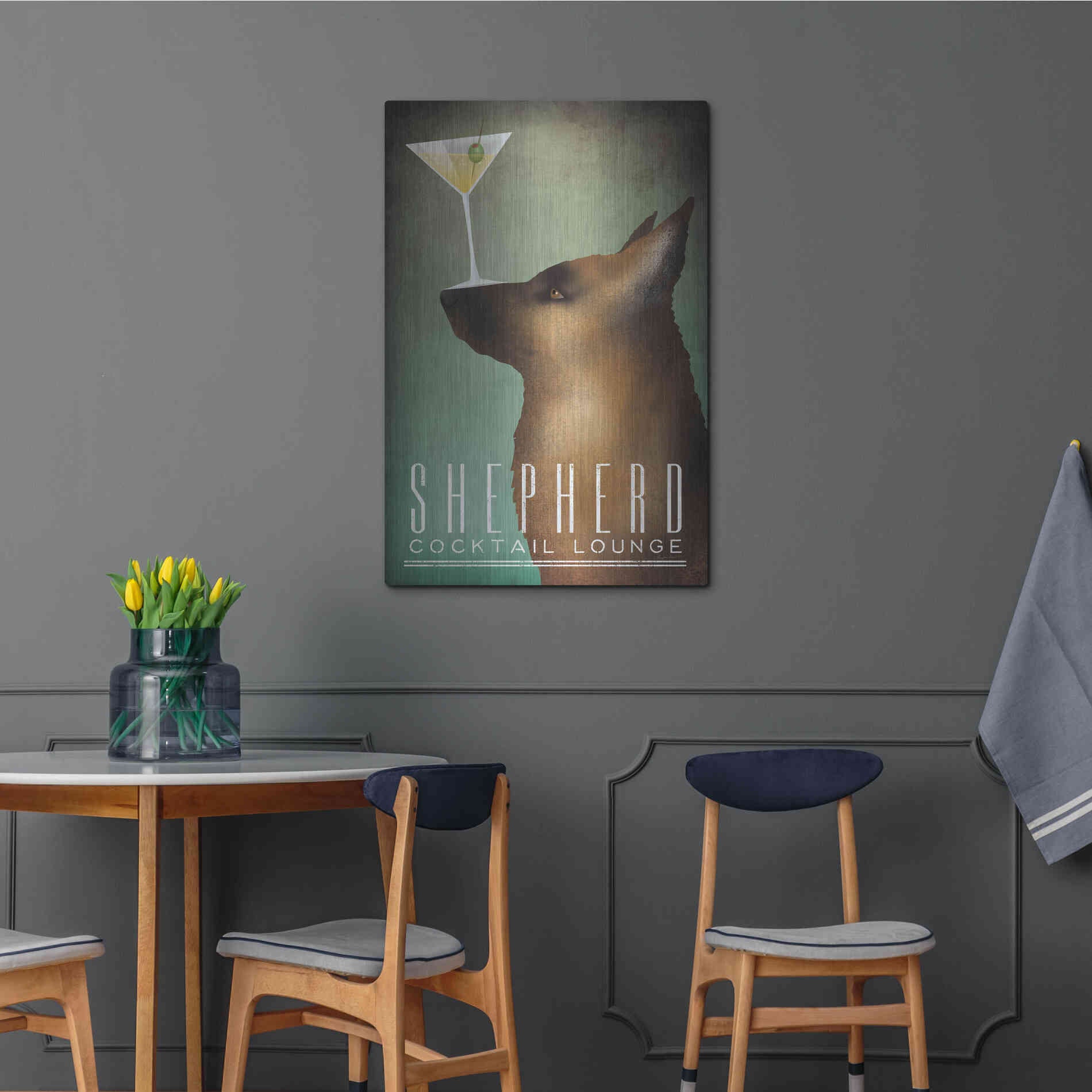 Luxe Metal Art 'Shepherd Martini 2' by Ryan Fowler, Metal Wall Art,24x36