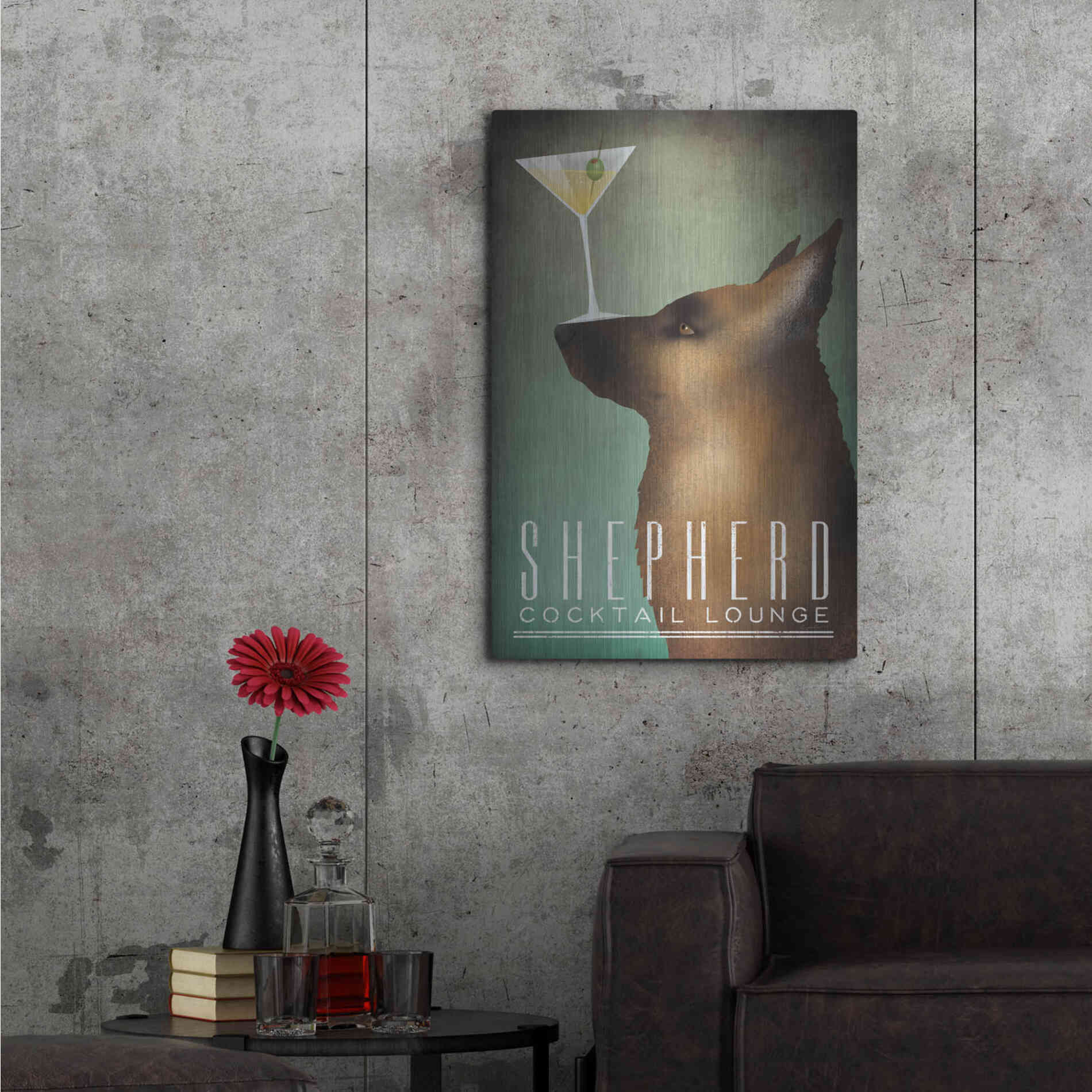 Luxe Metal Art 'Shepherd Martini 2' by Ryan Fowler, Metal Wall Art,24x36