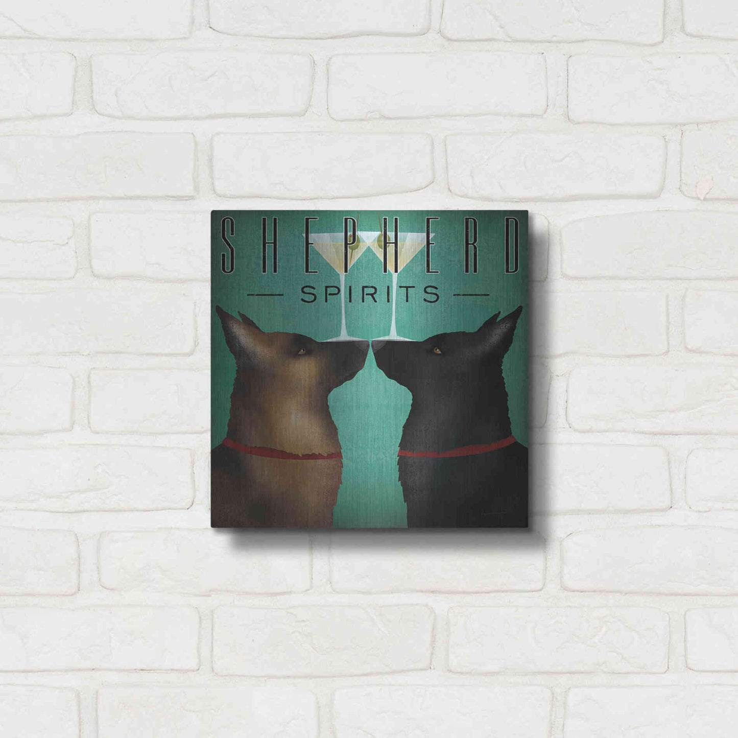 Luxe Metal Art 'Double Shepherd Martini 2' by Ryan Fowler, Metal Wall Art,12x12