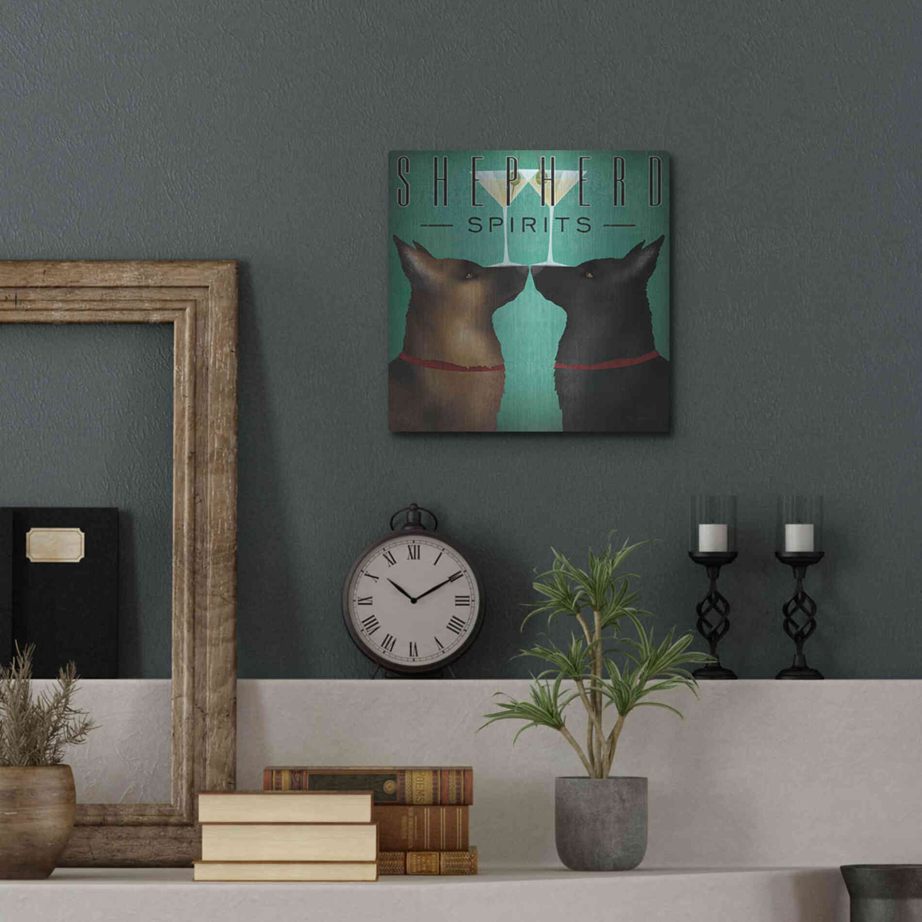 Luxe Metal Art 'Double Shepherd Martini 2' by Ryan Fowler, Metal Wall Art,12x12