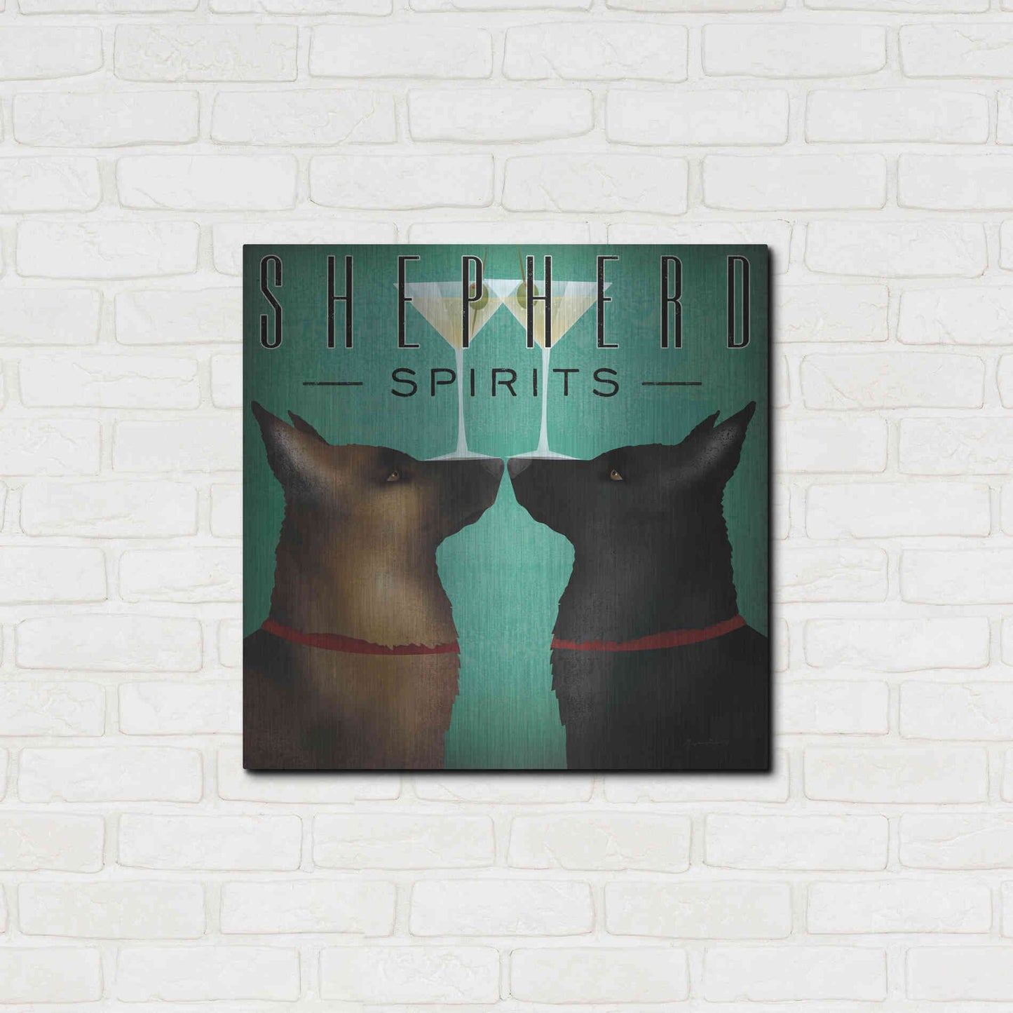 Luxe Metal Art 'Double Shepherd Martini 2' by Ryan Fowler, Metal Wall Art,24x24