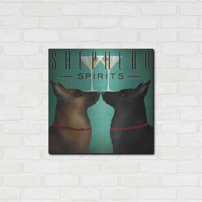 Luxe Metal Art 'Double Shepherd Martini 2' by Ryan Fowler, Metal Wall Art,24x24