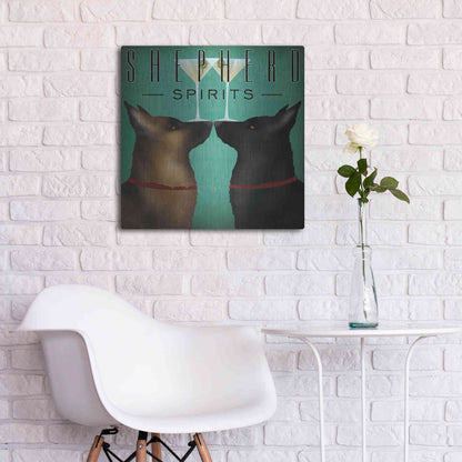 Luxe Metal Art 'Double Shepherd Martini 2' by Ryan Fowler, Metal Wall Art,24x24