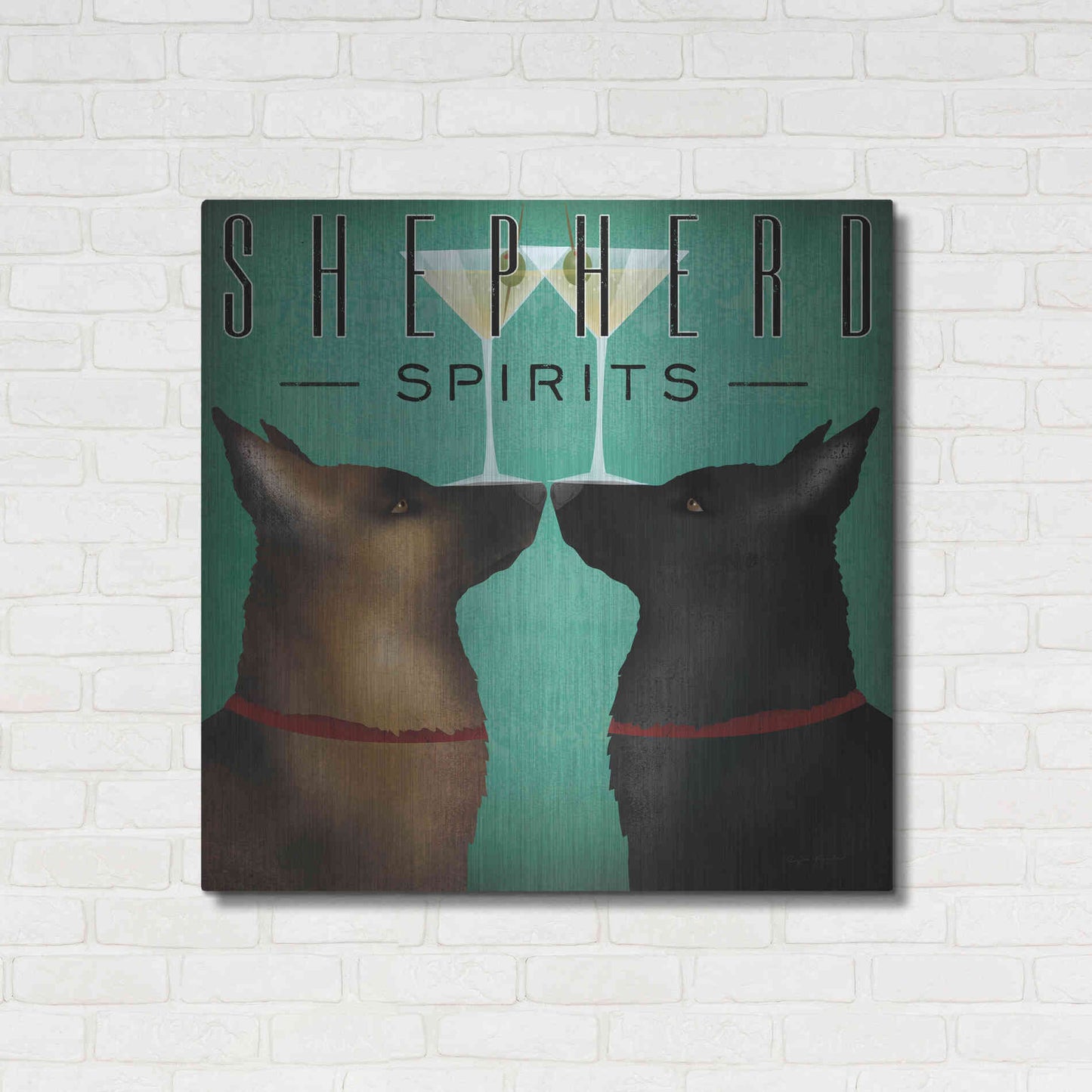 Luxe Metal Art 'Double Shepherd Martini 2' by Ryan Fowler, Metal Wall Art,36x36