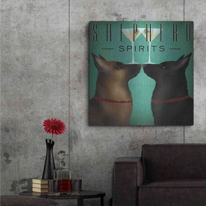 Luxe Metal Art 'Double Shepherd Martini 2' by Ryan Fowler, Metal Wall Art,36x36