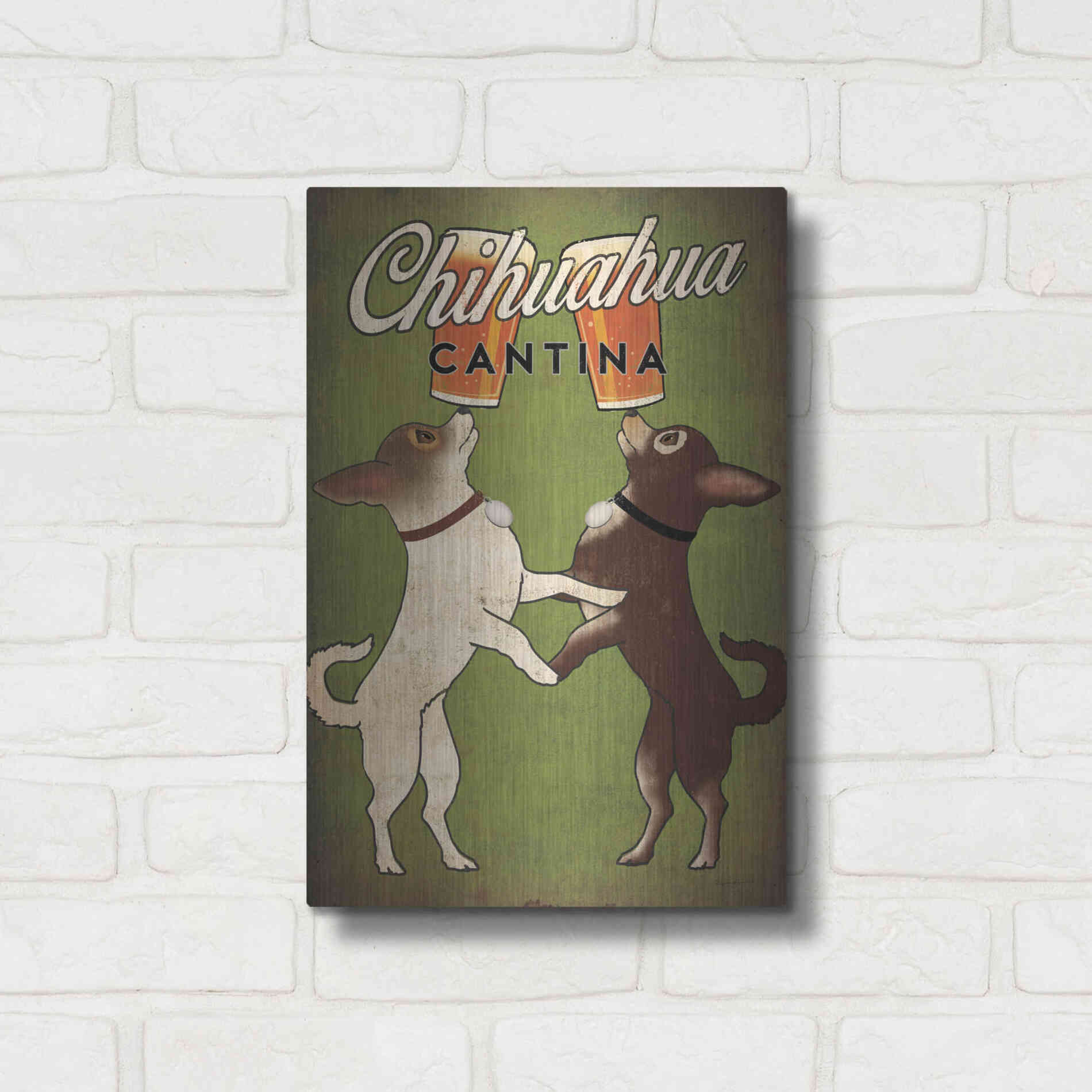 Luxe Metal Art 'Double Chihuahua' by Ryan Fowler, Metal Wall Art,12x16