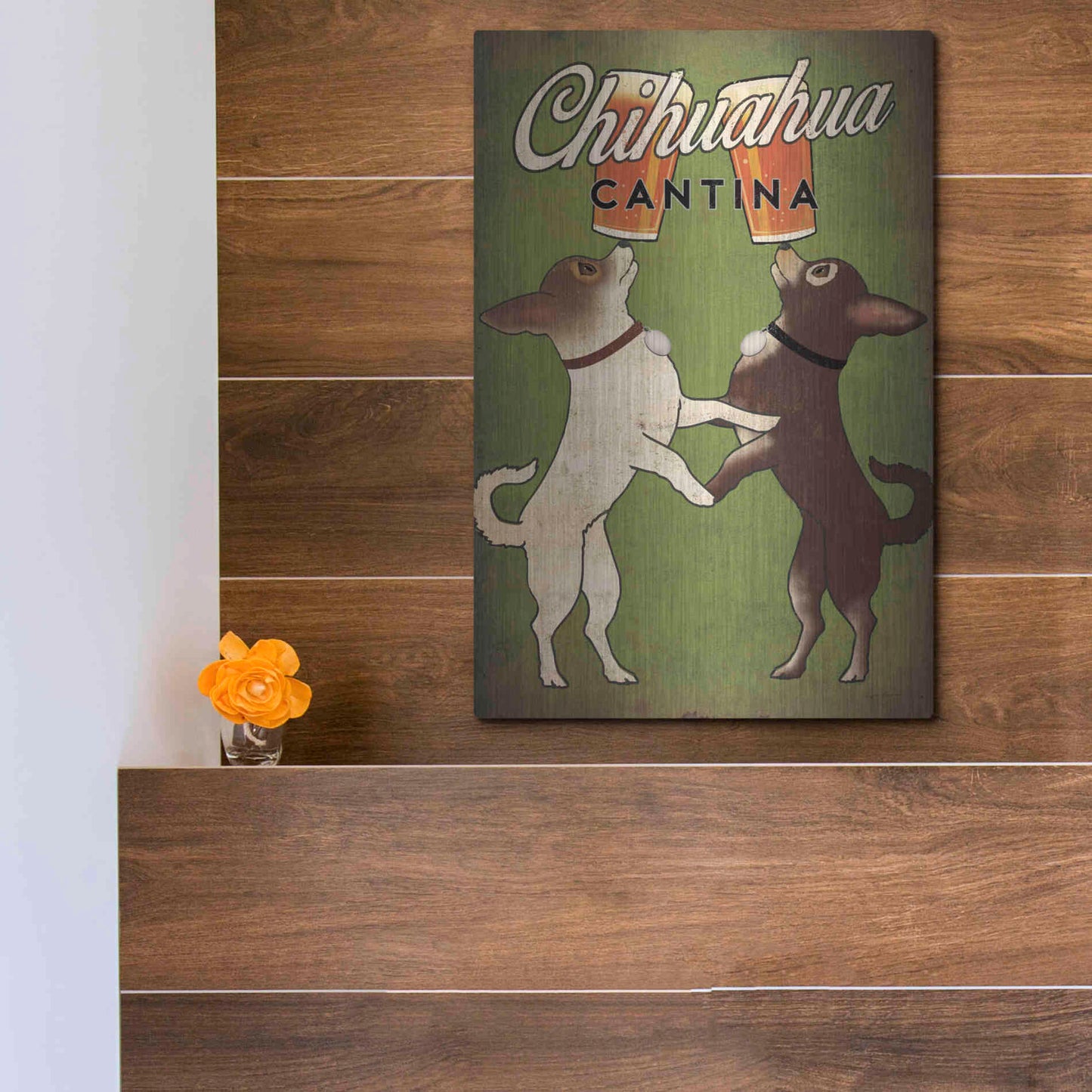 Luxe Metal Art 'Double Chihuahua' by Ryan Fowler, Metal Wall Art,12x16