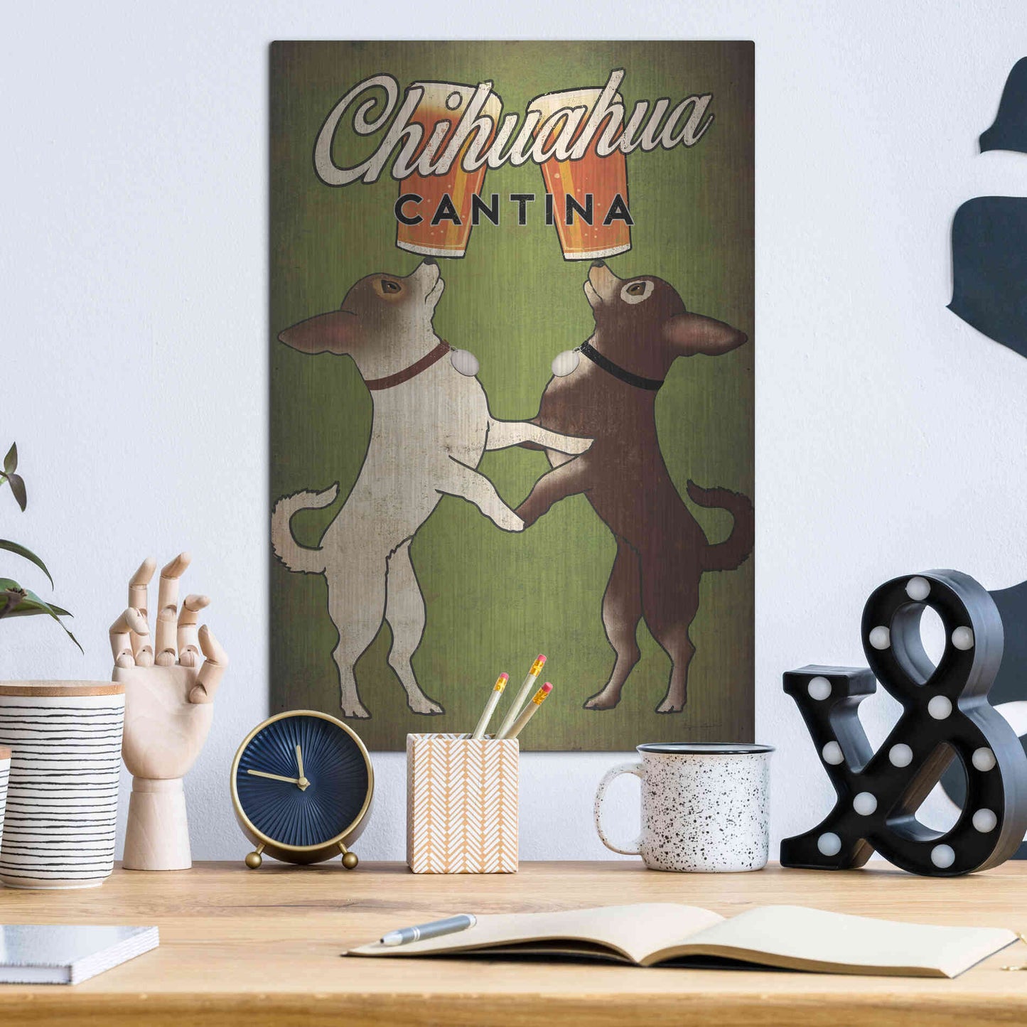 Luxe Metal Art 'Double Chihuahua' by Ryan Fowler, Metal Wall Art,12x16