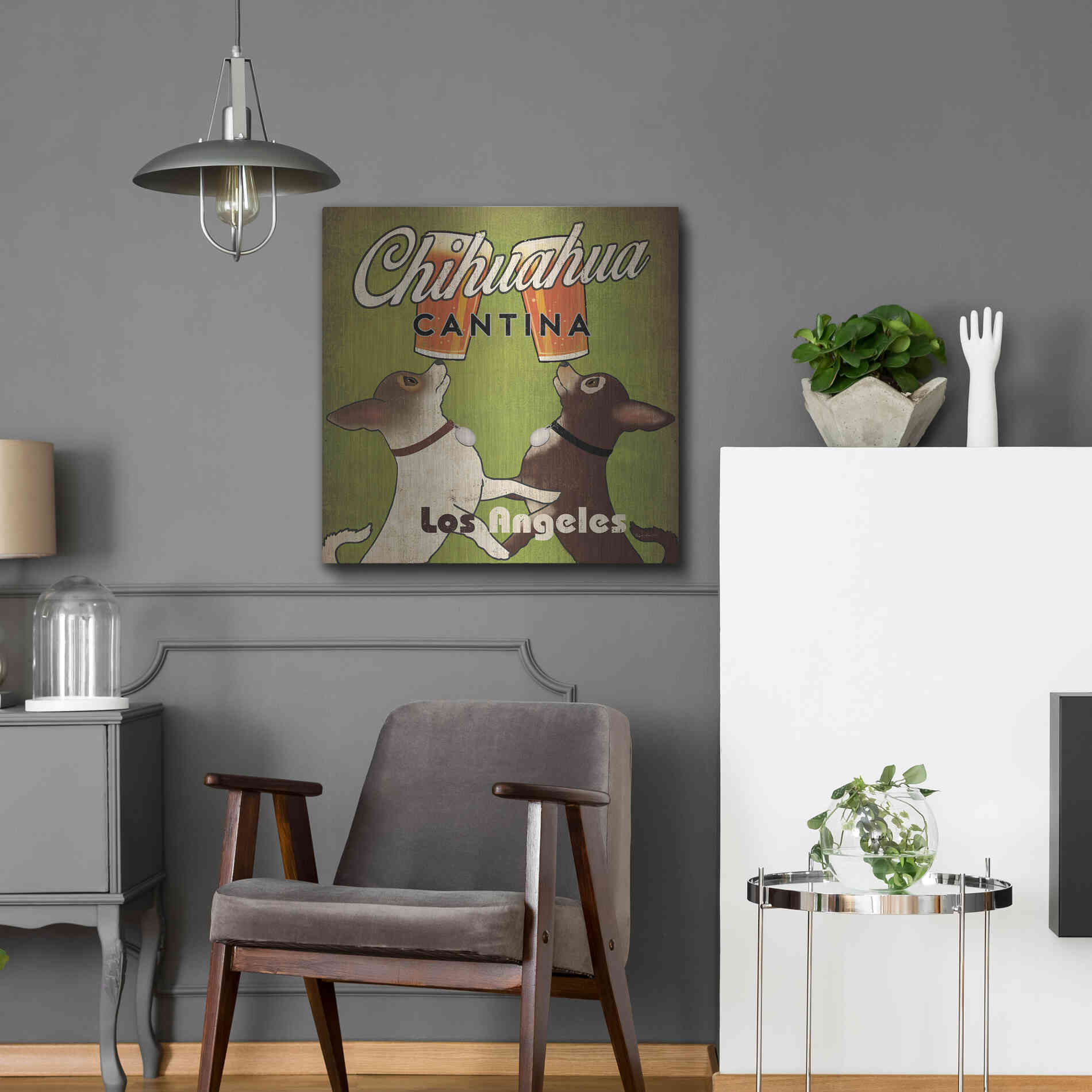 Luxe Metal Art 'Double Chihuahua Crop Los Angeles' by Ryan Fowler, Metal Wall Art,24x24