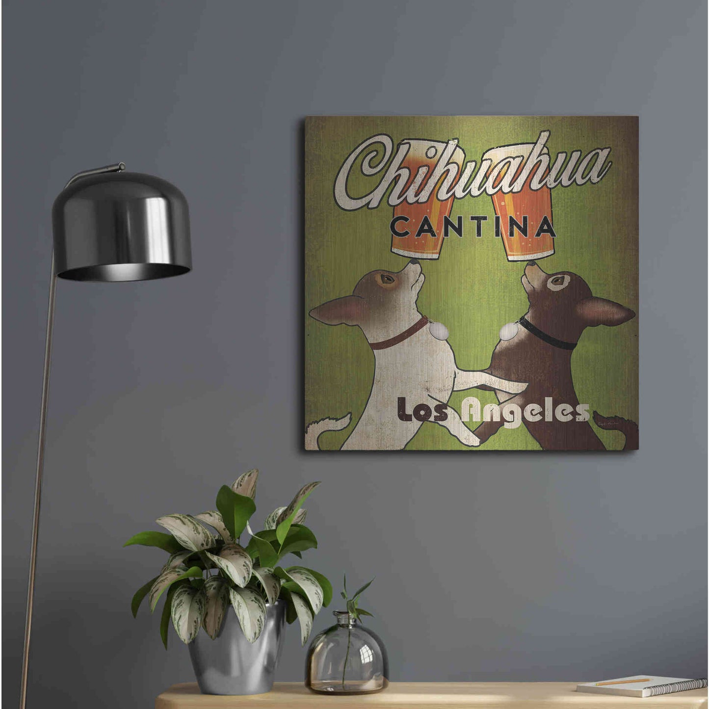 Luxe Metal Art 'Double Chihuahua Crop Los Angeles' by Ryan Fowler, Metal Wall Art,24x24