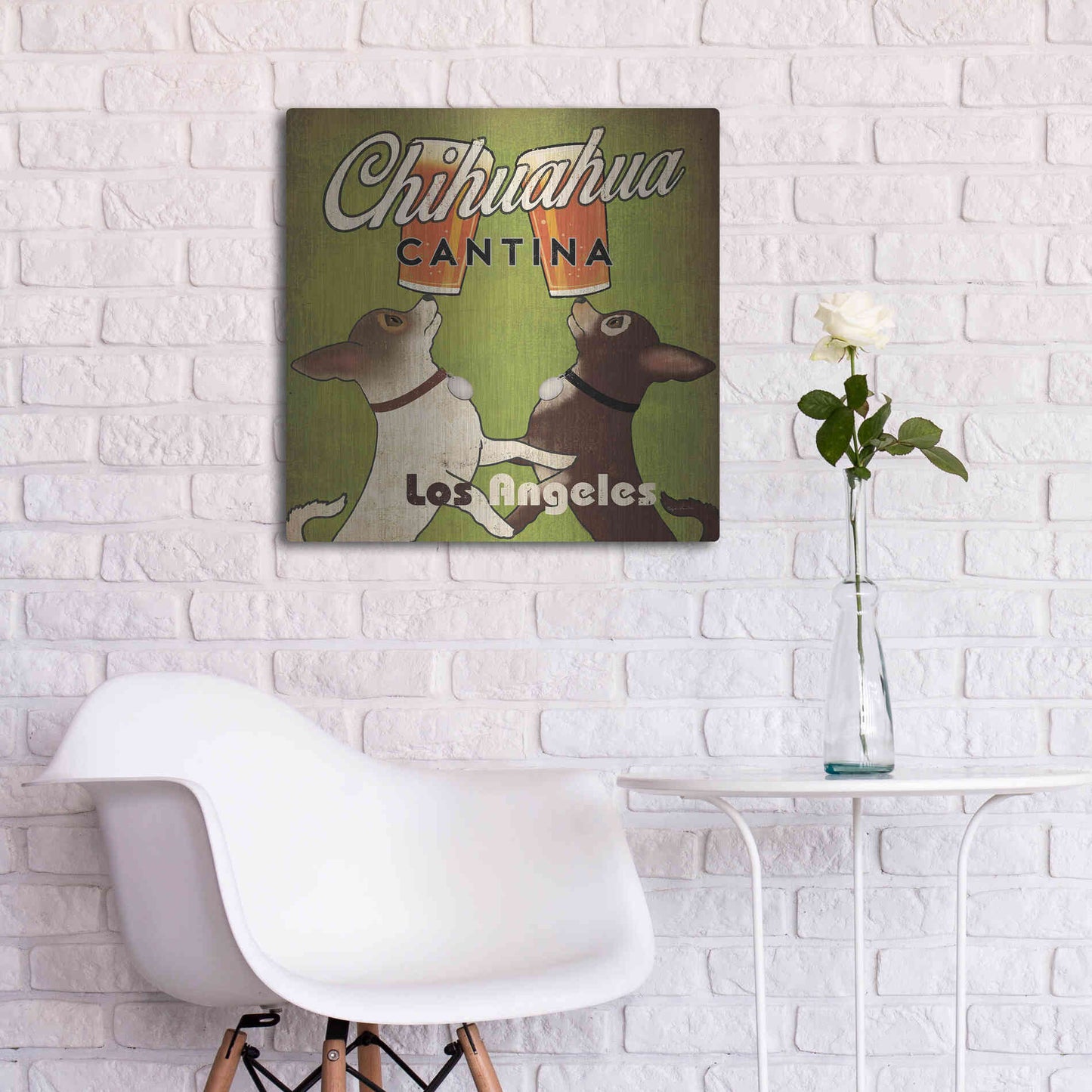 Luxe Metal Art 'Double Chihuahua Crop Los Angeles' by Ryan Fowler, Metal Wall Art,24x24