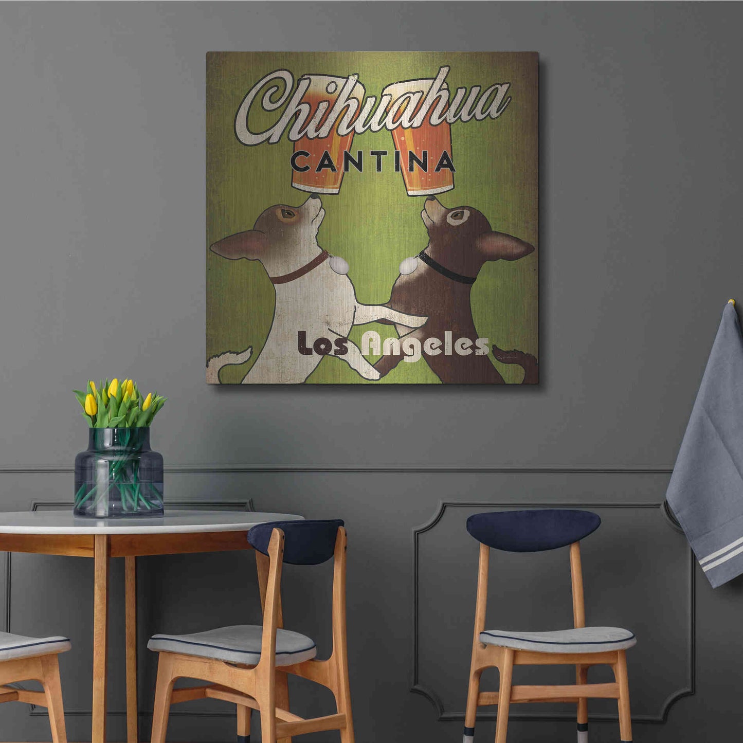 Luxe Metal Art 'Double Chihuahua Crop Los Angeles' by Ryan Fowler, Metal Wall Art,36x36