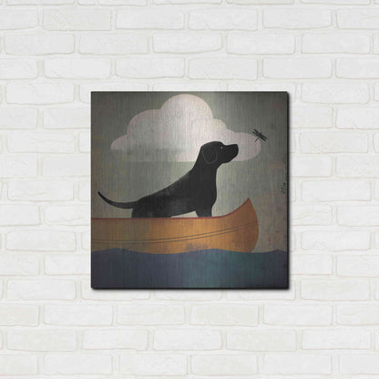 Luxe Metal Art 'Black Dog Canoe Ride' by Ryan Fowler, Metal Wall Art,24x24