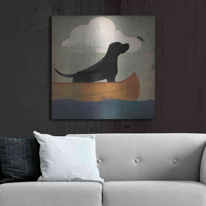 Luxe Metal Art 'Black Dog Canoe Ride' by Ryan Fowler, Metal Wall Art,36x36