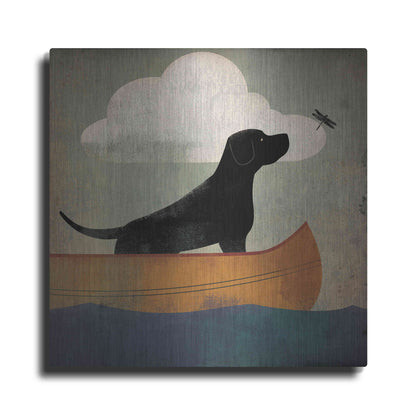 Luxe Metal Art 'Black Dog Canoe Ride' by Ryan Fowler, Metal Wall Art