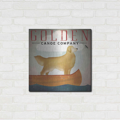 Luxe Metal Art 'Golden Dog Canoe Co Right Facing' by Ryan Fowler, Metal Wall Art,24x24