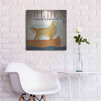 Luxe Metal Art 'Golden Dog Canoe Co Right Facing' by Ryan Fowler, Metal Wall Art,24x24
