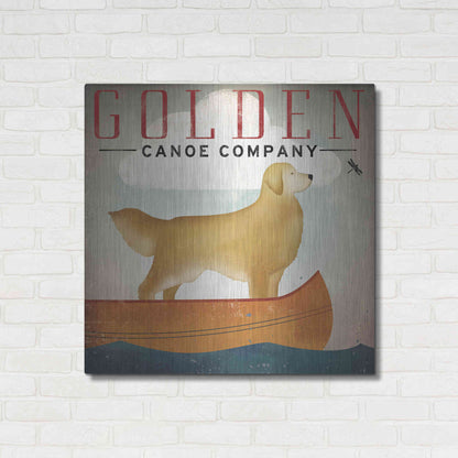 Luxe Metal Art 'Golden Dog Canoe Co Right Facing' by Ryan Fowler, Metal Wall Art,36x36