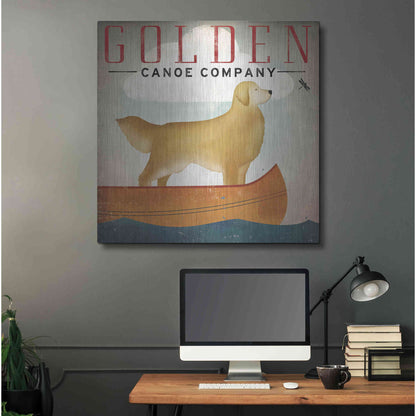 Luxe Metal Art 'Golden Dog Canoe Co Right Facing' by Ryan Fowler, Metal Wall Art,36x36
