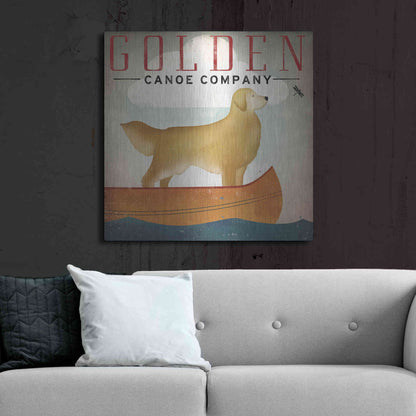 Luxe Metal Art 'Golden Dog Canoe Co Right Facing' by Ryan Fowler, Metal Wall Art,36x36