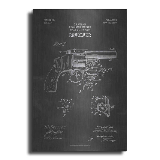 Luxe Metal Art 'Revolver Blueprint Patent Chalkboard' Metal Wall Art
