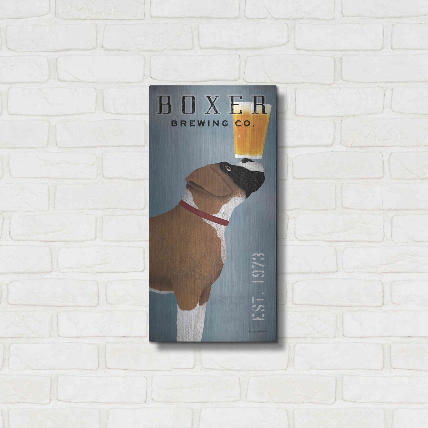 Luxe Metal Art 'Boxer Brewing Company V2' by Ryan Fowler, Metal Wall Art,12x24