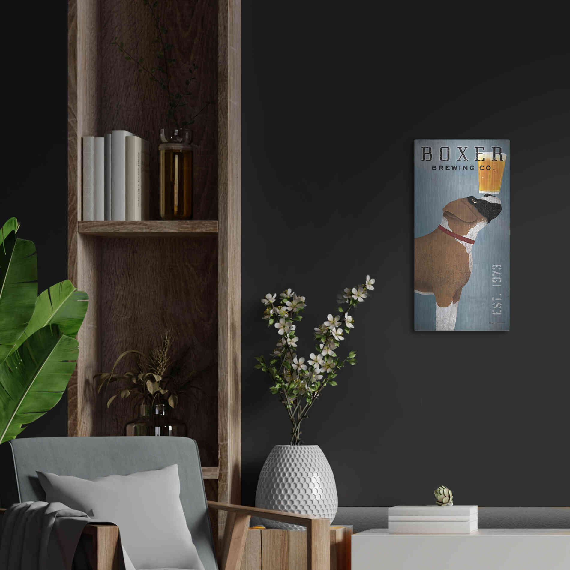 Luxe Metal Art 'Boxer Brewing Company V2' by Ryan Fowler, Metal Wall Art,12x24