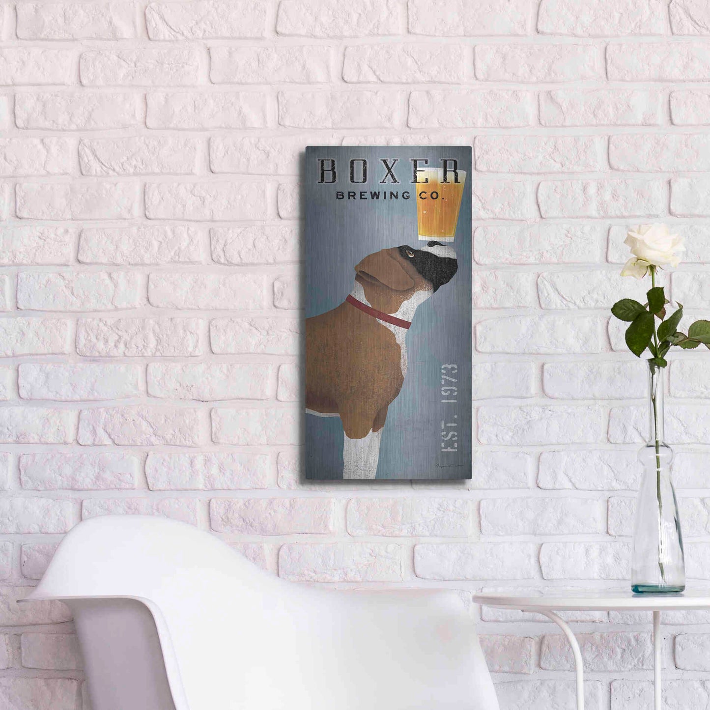 Luxe Metal Art 'Boxer Brewing Company V2' by Ryan Fowler, Metal Wall Art,12x24